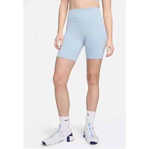 Nike Womens Dri-FIT One High-Waisted 8" Biker Shorts FZ6758-440 Blue Size Small - Picture 2 of 6